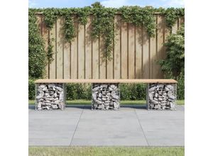 8720845446062 - Bonnevie - GartenbankParkbank aus Gabionen 203x44x42 cm Massivholz Kiefer vidaXL