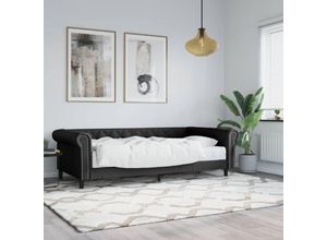 8720845470890 - Tagesbett，Gästebett mit Matratze Schwarz 90x200 cm Kunstleder vidaXL