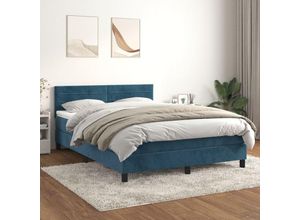 8720845500337 - Bonnevie - BoxspringbettSchlafzimmerbett mit Matratze Dunkelblau 140x200 cm Samt vidaXL71151