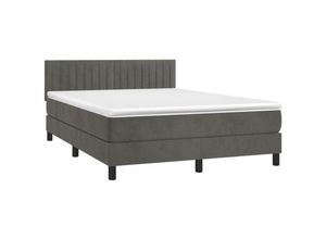 8720845500900 - BoxspringbettSchlafzimmerbett mit Matratze Dunkelgrau 140x200 cm Samt vidaXL15900