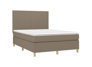 8720845508456 - Jinlefu - Boxspringbett mit Matratze Taupe 140x200 cm Stoff vidaXL - Taupe