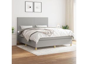 8720845508579 - Boxspringbett，Doppelbett mit Matratze Hellgrau 180x200 cm Stoff vidaXL