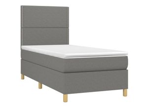 8720845508982 - Vidaxl - Boxspringbett mit Matratze Dunkelgrau 100x200 cm Stoff Grau