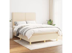 8720845509262 - Boxspringbett，Doppelbett mit Matratze Creme 140x200 cm Stoff vidaXL
