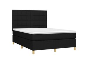 8720845510039 - Jinlefu - Boxspringbett mit Matratze Schwarz 140x200 cm Stoff vidaXL - Schwarz
