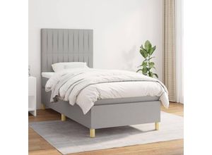 8720845511296 - Bonnevie - BoxspringbettSchlafzimmerbett mit Matratze Hellgrau 90x200 cm Stoff vidaXL