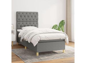 8720845511944 - Bonnevie - BoxspringbettSchlafzimmerbett mit Matratze Dunkelgrau 80x200 cm Stoff vidaXL