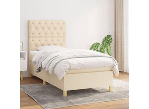 8720845511982 - Bonnevie - BoxspringbettSchlafzimmerbett mit Matratze Creme 80x200 cm Stoff vidaXL159909