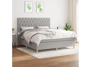 8720845512491 - Jinlefu - Boxspringbett mit Matratze Hellgrau 160x200 cm Stoff vidaXL - Grau