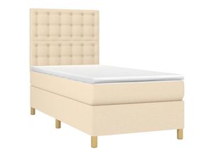 8720845512941 - Vidaxl - Boxspringbett mit Matratze Creme 90x200 cm Stoff