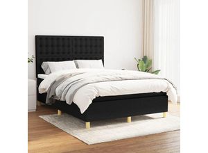 8720845513238 - Jinlefu - Boxspringbett mit Matratze Schwarz 140x200 cm Stoff vidaXL - Schwarz