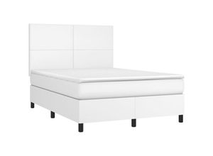 8720845513900 - Vidaxl - Boxspringbett mit Matratze Weiß 140x200 cm Kunstleder Weiß