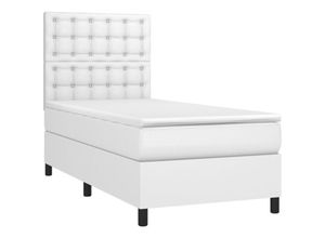 8720845514747 - Vidaxl - Boxspringbett mit Matratze Weiß 80x200 cm Kunstleder Weiß