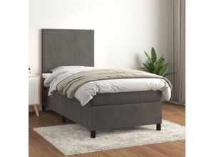 8720845515348 - Bonnevie - BoxspringbettSchlafzimmerbett mit Matratze Dunkelgrau 80x200 cm Samt vidaXL