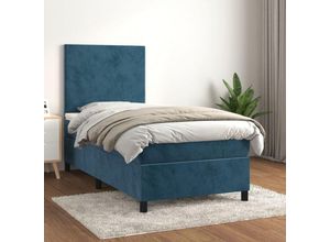 8720845515379 - Bonnevie - BoxspringbettSchlafzimmerbett mit Matratze Dunkelblau 80x200 cm Samt vidaXL64297