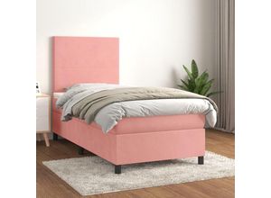 8720845515560 - Bonnevie - BoxspringbettSchlafzimmerbett mit Matratze Rosa 100x200 cm Samt vidaXL