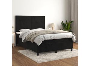 8720845515713 - Boxspringbett mit Matratze Schwarz 140x200 cm Samt Vidaxl Schwarz