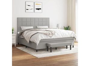 8720845526238 - Jinlefu - Boxspringbett mit Matratze Hellgrau 180x200 cm Stoff vidaXL - Grau