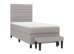 8720845526559 - Boxspringbett mit Matratze Hellgrau 90x200 cm Stoff Vidaxl