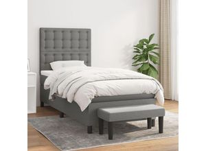 8720845528966 - Boxspringbett，Schlafzimmerbett mit Matratze Dunkelgrau 90x200 cm Stoff vidaXL