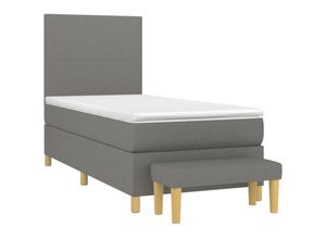 8720845529680 - Boxspringbett mit Matratze Dunkelgrau 90x190 cm Stoff Vidaxl Grau