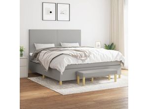 8720845530235 - Boxspringbett，Doppelbett mit Matratze Hellgrau 180x200 cm Stoff vidaXL