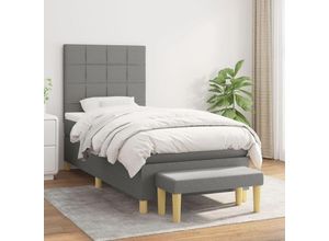 8720845531201 - Bonnevie - BoxspringbettSchlafzimmerbett mit Matratze Dunkelgrau 80x200 cm Stoff vidaXL