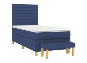 8720845532291 - Boxspringbett mit Matratze Blau 100x200 cm Stoff vidaXL856282