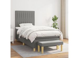 8720845532888 - Bonnevie - BoxspringbettSchlafzimmerbett mit Matratze Dunkelgrau 90x190 cm Stoff vidaXL