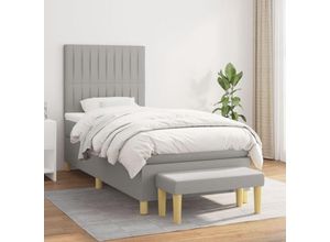 8720845532956 - Bonnevie - BoxspringbettSchlafzimmerbett mit Matratze Hellgrau 90x200 cm Stoff vidaXL