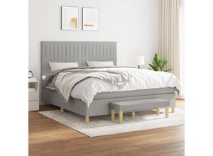 8720845533434 - Jinlefu - Boxspringbett mit Matratze Hellgrau 180x200 cm Stoff vidaXL - Grau