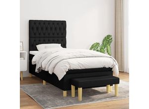 8720845533779 - Bonnevie - BoxspringbettSchlafzimmerbett mit Matratze Schwarz 90x200 cm Stoff vidaXL