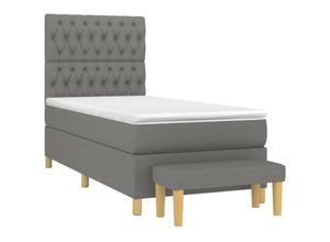 8720845533847 - Boxspringbett mit Matratze Dunkelgrau 100x200 cm Stoff vidaXL