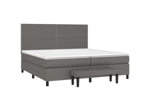 8720845536374 - Vidaxl - Boxspringbett mit Matratze Grau 200x200 cm Kunstleder