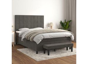 8720845538569 - Bonnevie - BoxspringbettSchlafzimmerbett mit Matratze Dunkelgrau 140x200 cm Samt vidaXL21106