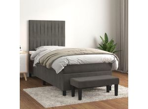 8720845539528 - Bonnevie - BoxspringbettSchlafzimmerbett mit Matratze Dunkelgrau 90x200 cm Samt vidaXL 8720845539528 - Bonnevie - BoxspringbettSchlafzimmerbett mit Matratze Dunkelgrau 90x200 cm Samt vidaXL