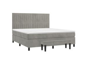 8720845539870 - Jinlefu - Boxspringbett mit Matratze Hellgrau 180x200 cm Samt vidaXL - Grau