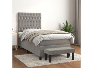 8720845540111 - Bonnevie - BoxspringbettSchlafzimmerbett mit Matratze Hellgrau 90x200 cm Samt vidaXL