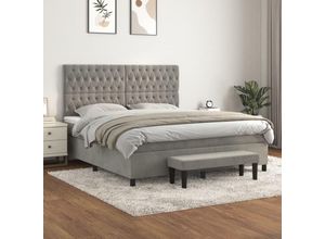 8720845540470 - Jinlefu - Boxspringbett mit Matratze Hellgrau 180x200 cm Samt vidaXL - Grau