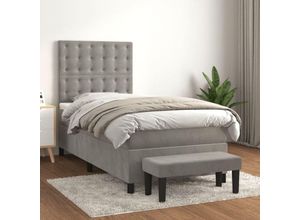 8720845540593 - Bonnevie - BoxspringbettSchlafzimmerbett mit Matratze Hellgrau 80x200 cm Samt vidaXL 8720845540593 - Bonnevie - BoxspringbettSchlafzimmerbett mit Matratze Hellgrau 80x200 cm Samt vidaXL