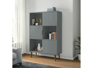 8720845542054 - Bücherregal，Standregal MOLDE Grau 90x35x1335 cm Massivholz Kiefer vidaXL