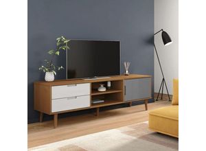 8720845542214 - Bonnevie - TV-SchrankTV-Möbel molde Braun 158x40x49 cm Massivholz Kiefer vidaXL