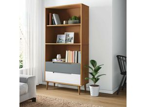 8720845542276 - Bonnevie - BücherregalStandregal molde Braun 85x35x1705 cm Massivholz Kiefer vidaXL