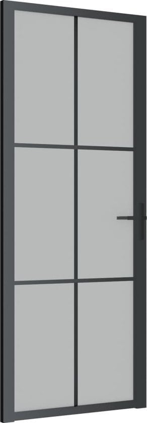 8720845542498 - vidaXL Innentür-83x2015-cm-mattiertes-Glas-und-Aluminium-schwarz