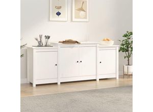 8720845555610 - Bonnevie - Sideboard Weiß 164x37x68 cm Massivholz Kiefer vidaXL819258