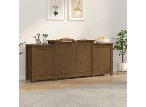 8720845555634 - Bonnevie - SideboardKommode Honigbraun 164x37x68 cm Massivholz Kiefer vidaXL