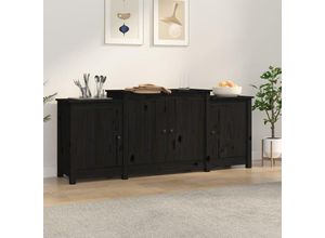 8720845555641 - Sideboard，Kommode Schwarz 164x37x68 cm Massivholz Kiefer vidaXL