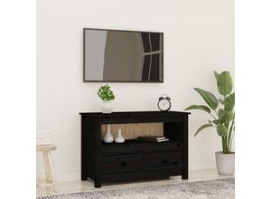 8720845555696 - Bonnevie - TV-SchrankTV-Möbel Schwarz79x35x52 cm Massivholz Kiefer vidaXL