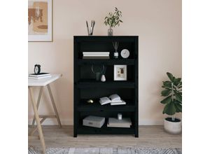 8720845556396 - Bonnevie - BücherregalStandregal Schwarz 80x35x126 cm Massivholz Kiefer vidaXL