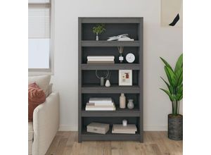 8720845556426 - Bonnevie - BücherregalStandregal Grau 80x35x154 cm Massivholz Kiefer vidaXL